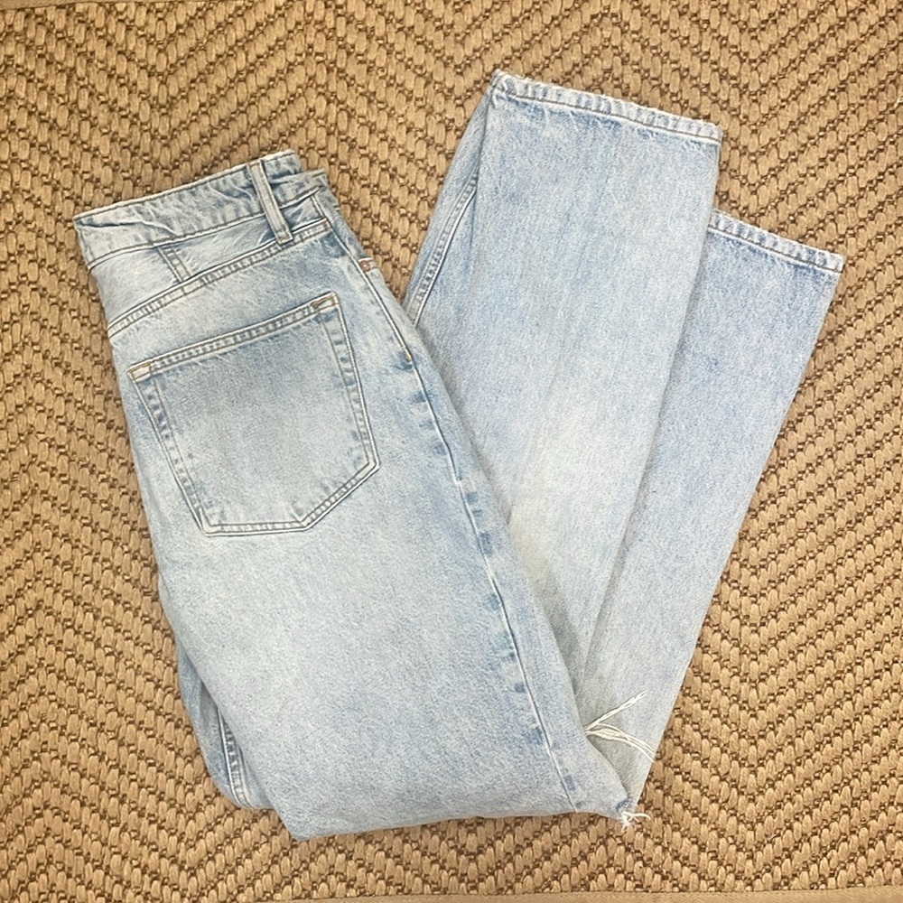 Free People - High Rise Waist Straight Legged Denim Jeans - Blue - 29
